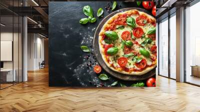 Pizza ingredients on cutting board Wall mural