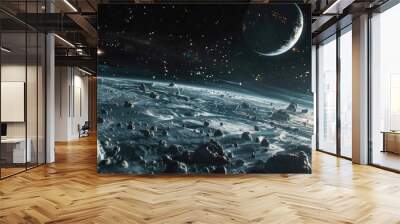 Planet viewed from space with star Wall mural