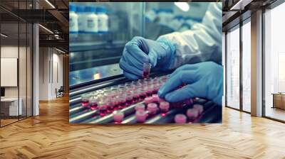 Scientist in Lab Coat and Gloves Wall mural