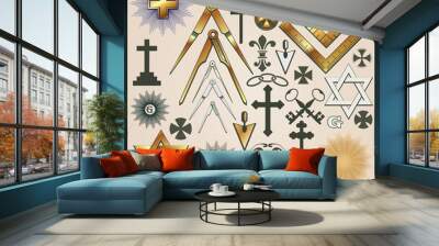 Big vector set: historical and religious symbols Wall mural