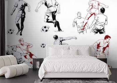 Set of football players. Stock illustration. Wall mural