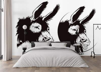 Vector illustration. Laughing donkey. Wall mural