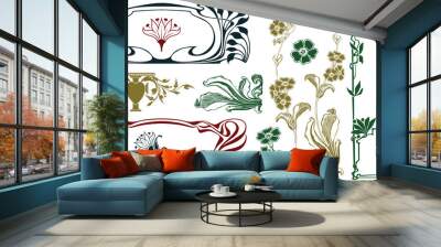 Vector plant vignette and border. Wall mural