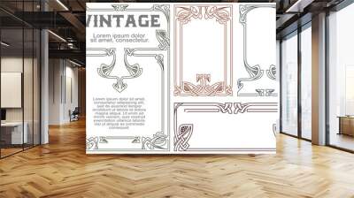 Vector vintage labels on different versions. Wall mural