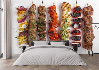 Skewered meat and vegetables Wall mural