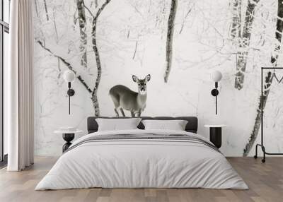 Snowy Forest Deer Wall mural