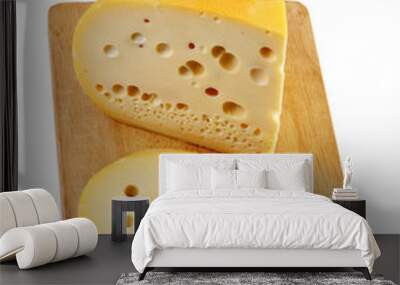 piece of cheese isolated on a white background Wall mural