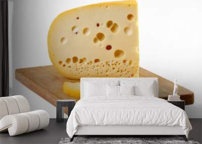 piece of cheese isolated on a white background Wall mural