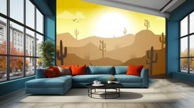 Desert landscape background vector illustration. Wall mural