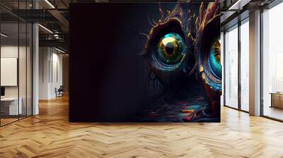 fantastic cartoon eyes, panoramic layout. Generative Ai Wall mural