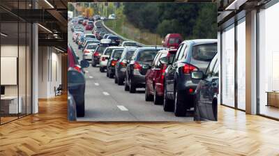 traffic jam with rows of cars Wall mural