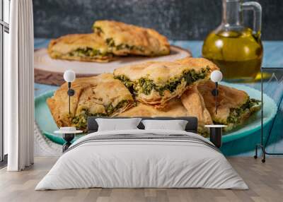 Greek Pie Spanakopita with Spinach and Cheese Wall mural