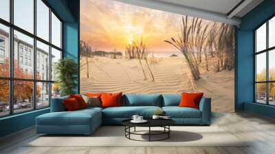 Sand dunes in Kaliningrad. Natural background. Sunrise. Wall mural