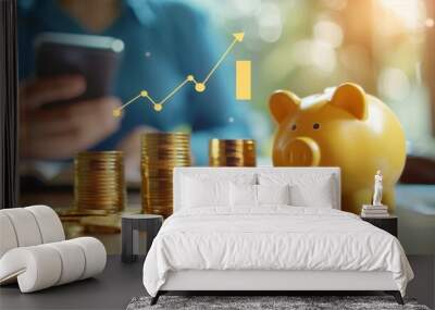 The piggy bank and coins Wall mural