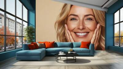 The smiling mature woman Wall mural