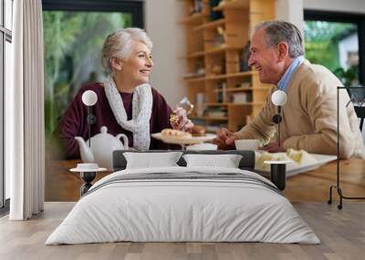 I loved you then and I still do. Cropped shot of a senior couple having lunch at home. Wall mural