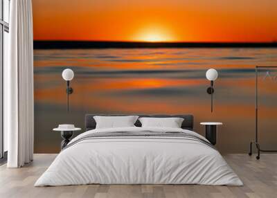 Beautiful morning clear sky on calm water. Wall mural