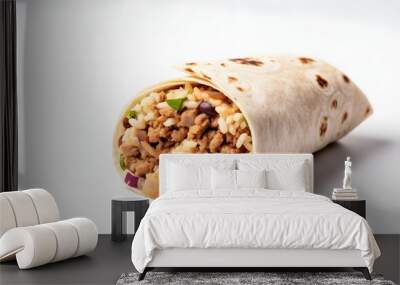 Burito Food on white background with copy space for text.  Mock up food generative ai Wall mural