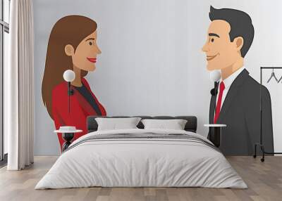 Businesswoman and businessman shaking hands Wall mural