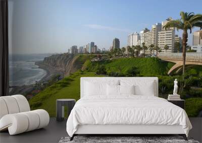 Clear sky in Larcomar, the Mirador of Lima City in the area of Miraflores Wall mural