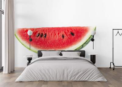 Close-up of fresh, juicy watermelon slices isolated on a white background Wall mural