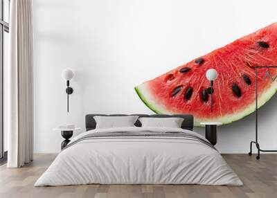 Close-up of fresh, juicy watermelon slices isolated on a white background Wall mural