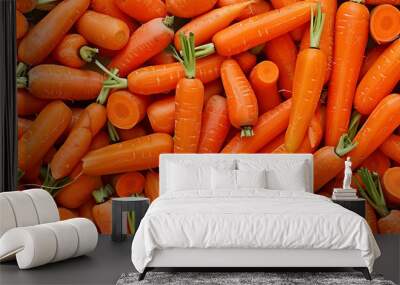 Close up orange Fresh vegetable juicy carrots background Wall mural