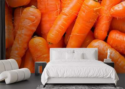 Close up orange Fresh vegetable juicy carrots background Wall mural