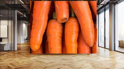 Close up orange Fresh vegetable juicy carrots background Wall mural