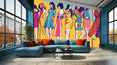 fashion womens illustration showcasing contemporary and chic style sketch. , generative ai Wall mural