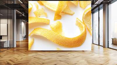 Fresh zest lemon peel isolated on white background. Wall mural