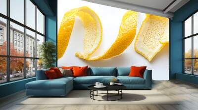 Fresh zest lemon peel isolated on white background. Wall mural