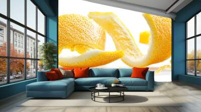 Fresh zest lemon peel isolated on white background. Wall mural