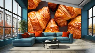 Golden Flaky Croissant Pastry Wall mural