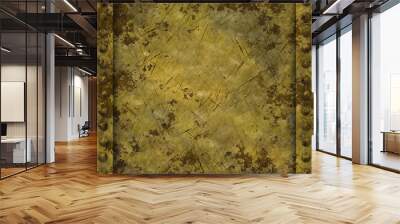 Rusty riveted square metal panel seamless texture, detailed grungy metal. Detailed rust, dirt and scratches, realistic metallic look Wall mural