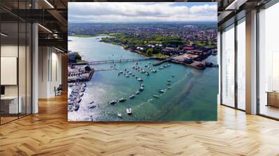 Aerial view of the Millennium Bridge and Forton Lake in Gosport, a town of the Portsmouth Harbour on the English Channel coast in the south of England, United Kingdom Wall mural