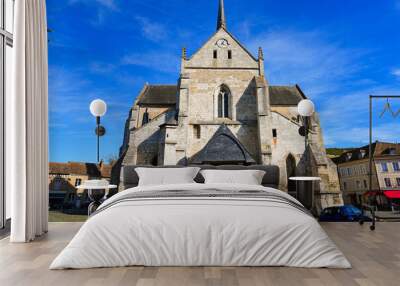 Facade of the church of Saint-Sauveur of Petit-Andely in Normandy, France Wall mural