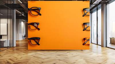 Simple glasses on an light orange background frame with space for text. Generative ai Wall mural