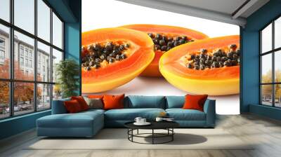 Simple papaya fruit tropical isolated on white background Wall mural