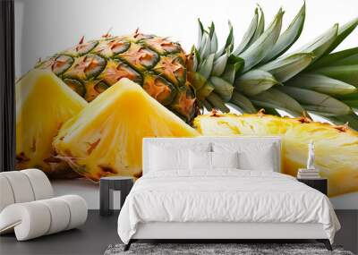 Simple pineapple fruit isolated on white background Wall mural