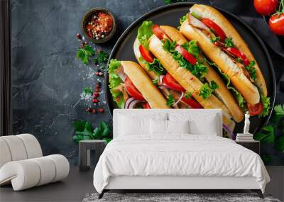 Top view Midwestern Loose Meat Sandwiches on a plate simple professional photography Wall mural