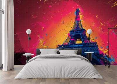 torre de paris colorida pop art Wall mural