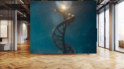 Ttulo Helix de DNA com fundo azul brilhante Wall mural