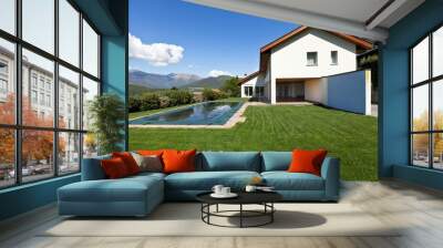 beautiful country house with swimming pool, outdoor Wall mural