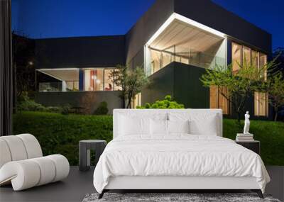 concrete house, night scene Wall mural