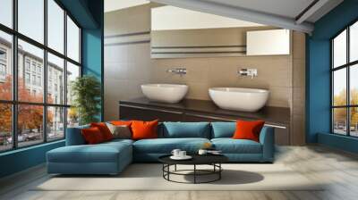 interior modern bathroom,  two sinks Wall mural