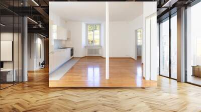 Modern kitchen in the house with parquet Wall mural