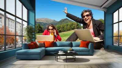 modern life of two business women in the countryside Wall mural