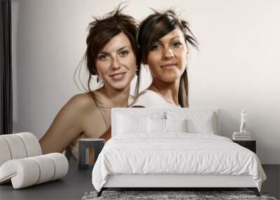 portrait, two model on white background Wall mural