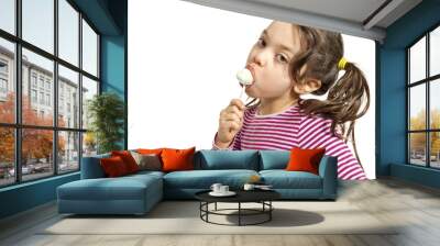 portrait of little girl with a lollipop Wall mural